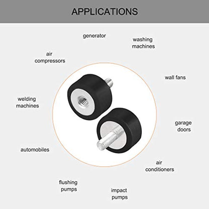 uxcell M4 Male Female Rubber Mounts, Shock Absorber, for Motor Generator Compressor Garage Reverse Osmosis Pump Impact Air Generator Car Bobbins, D15mmxH8mm 4pcs - size: M4*10 D15*H8
