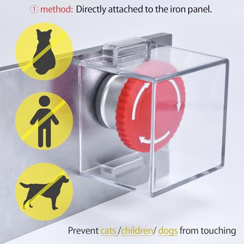 Strong Magnet Magnetic Push Button Switch Protective Cover Dustproof Waterproof Transparent for Computer Cocket Emergency Stop Button Square 54 * 54 * 42mm ﻿ - color: Square Hole: 54*54*42mm