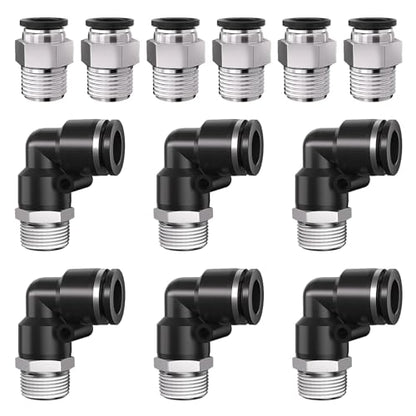 1/4 Push to Connect Fittings npt Thread to 3/8 Air Line quick - size: 3/8"OD x 1/4"NPT