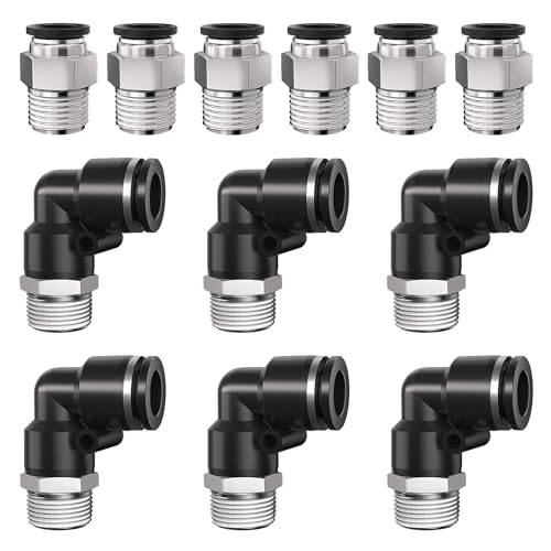 1/4 Push to Connect Fittings npt Thread to 3/8 Air Line quick - size: 3/8"OD x 1/4"NPT