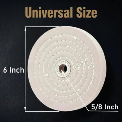 2 Pcs 6" Extra Thick Cotton Buffing Wheel, 5/8" Arbor Hole - style: 6 In Buffing Wheel(2 Pcs White)