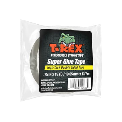 T-REX Brand Double Sided Super Glue Tape, 0.75" x 15 Yards, Clear - size: 15 Yards