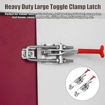 Heavy Duty Toggle Clamp Capacity 2000lbs, 304 Stainless Steel Adjustable U Bolt Self-Lock Latch for Tire Carrier, 90 Degree Lock for Cam Sliding Door