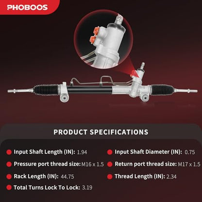 PHOBOOS Hydraulic Power Steering Rack and Pinion Assembly Compatible with Toyota Camry 2007-2011, Avalon 2005-2012 & Lexus ES350 2007-2012, New Unit, Leak Resistance, Direct Fit, Ref.97-2630, 26-2630 - size: 26-2630