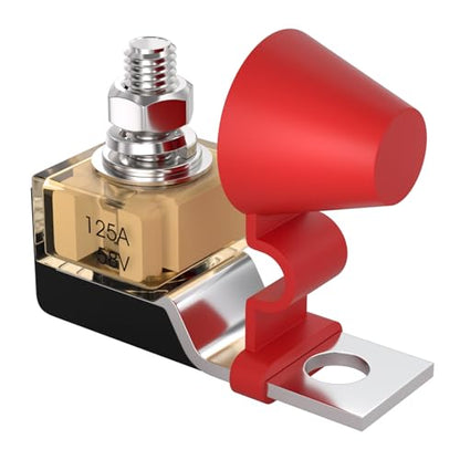 Marine-Rated Battery Terminal Fuse Block Kit,125A/58V MRBF Fuse Holder,Single M8 Terminal (5/16"),Includes Weatherproof Cap,for Marine/Truck/RV/Construction Equipment - style: 125A