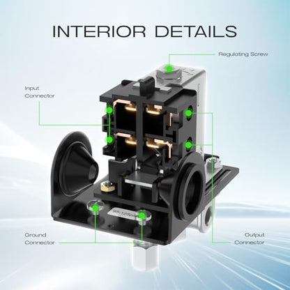 Air Compressor Pressure Switch, cnaodun 95-125 PSL 1/4 NPT Thread Rotary Switch Four-Port Pressure Regulator Switch for Air Compressor Rotary Switch - style: Rotary Switch 4-Port 20A 95-125 PSL