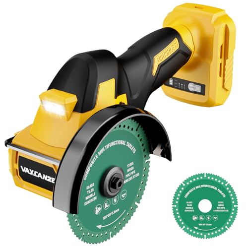 VAXCANZE Cordless Cut Off Tool Compatible with DeWalt Battery, 18,000 RPM Brushless Motor, 4" Blades (2pcs) with Dust Cover, 1.2mm Max Blade Thickness for Wood/Metal/Plastic【BATTERIES NOT INCLUDED】