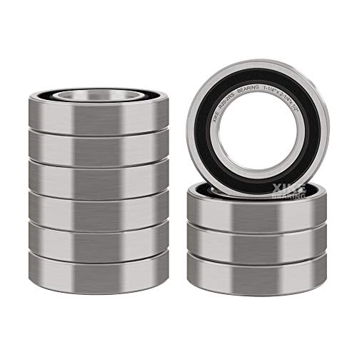 XIKE R20-2RS Sealed Deep Groove Ball Bearings, 15.875x34.925x8.733 mm, 10-Pack - size: R20-2RS - 15.875x34.925x8.733 mm