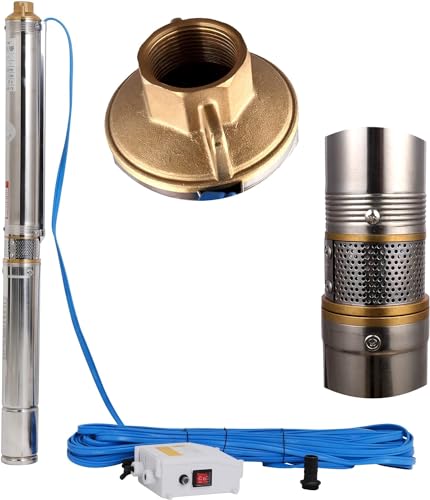 2.5",65mmTube,SS Deep Well Pump 1HP 220V/60Hz Deep Well Submersible Pump 269ft,13GPM Impeller Centrifugal Well Pump with Control Box for Home Garden Agricultural Industrial,30m Copper Power Cord - size: 220V/60Hz 0.75KW 1.0HP 1"