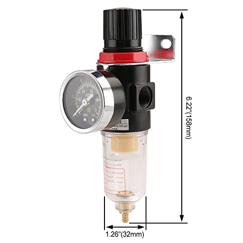 Baomain Pneumatic Filter Regulator AFR-2000 1/8"PT Air Treatment Unit w Pressure Gauge