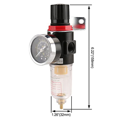 Baomain Pneumatic Filter Regulator AFR-2000 1/8"PT Air Treatment Unit w Pressure Gauge