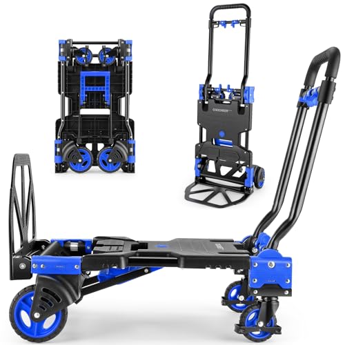 Folding Hand Truck Dolly, 330lb Convertible 4 to 2 Wheel Moving Cart, Blue - size: 330LB Blue
