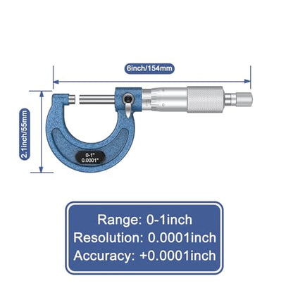 HDLNKAK Outside Micrometer 0-3", 0.0001" Graduation Micrometer Set - color: 3-piece set 0-3''