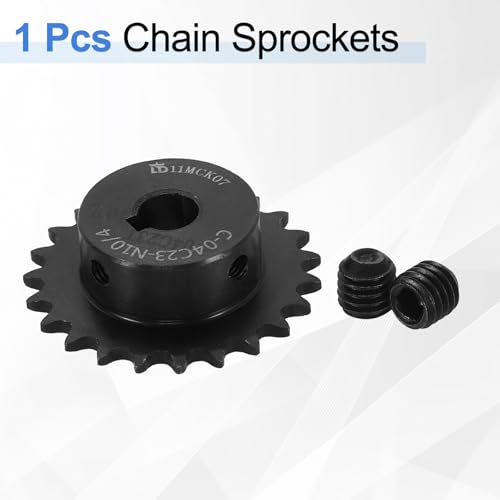 uxcell #25 Chain Roller Sprocket 10mm Bore 49.5mm OD, 23 Tooth C45 Carbon Steel ANSI #25 Roller Sprocket Round Hole with 4x1.8mm Keyway & Set Screws for ISO 04C Chain, Black - size: 10mm Bore 49.5mm OD, 23 Tooth, 4x1.8mm Keyway