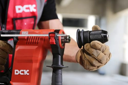 DCK 20V Cordless Battery Powered Rotary Hammer, Brushless SDS Plus Hammer Drill with 3.6J Impact Energy, 6.0Ah Battery, 4 Drill Bits, 2 Chisels for Concrete, Tile, Wood and Metal - style: Rotary Hammer Drill