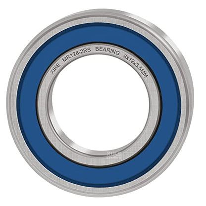 XIKE 10 Pcs MR128-2RS Bearings 8x12x3.5mm, Double Rubber Seals. - size: MR128-2RS 8x12x3.5mm