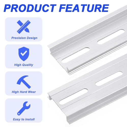 Aluminum DIN Rails, 25CM /9.8 inches, 35mm Wide, 7.5mm High Top Hat Slotted DIN Rail with RoHS (10 Pack, Silver) - color: 25cm