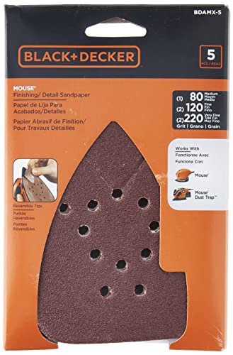 BLACK+DECKER BDAMX-5 Mouse Assorted Sandpaper, 5-Pack - style: 5-pack