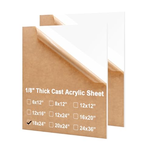 KINLINK 18x24 Plexiglass Sheets 1/8 inch Thick - 3mm White Cast Acrylic Sheet, Plastic Board Polycarbonate Sheet for DIY Project, Craft, Table Top, Acrylic Sign and Wedding Invitation 2 Pack - color: White, size: 18x24