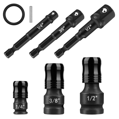 Lytool 6Pcs Impact Socket Adapter Set, 3/8 to 1/4 Hex Bit Holder