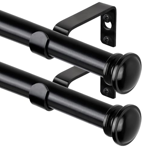 TONIAL Black Curtain Rods for Windows 2 Pack, 32 to 86 Inch, Drapery Rod - color: Black, size: 32-86"(2 Pack)