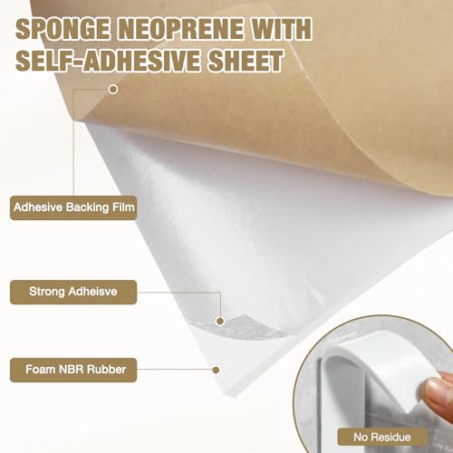 LSGCQ Sponge Neoprene Foam Padding Self Adhesive Foam Sheets, White - color: White, size: 12" Wide x 1/2" Thick x 118" Long