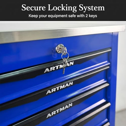 Rolling Tool Chest,Stainless Steel Worktop,Blue,6‑Drawer - color: Blue, size: 6-Drawers