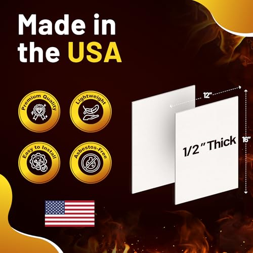 Lynn Manufacturing 1/2” Thick 12" x 16" (2-Pack) 2300F Smoke Free Ceramic Fiber Board Fireproof Insulation, 3326A