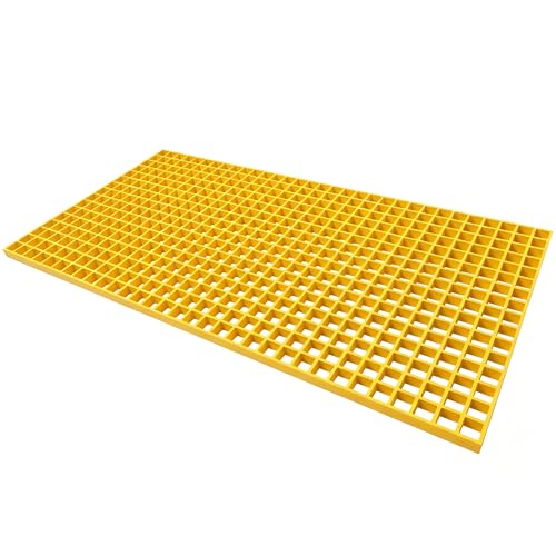 Agfabric 2x4ftx1in Fiberglass Grating Cover, Heavy Duty FRP Cover for Car Wash, Trench Drain, Driveway Patio Drain Channel, Wearproof, Rustless, Prevent Debris Blocking Channels, Yellow, 1pc - color: Yellow, size: 2ftx4ft x 1in