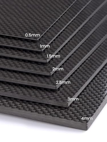 Carbon Fiber Sheet, 240×240 MM 0.5mm 1.0mm 1.5mm 2mm 2.5mm 3.0mm 4.0mm, 3K Full Carbon Fiber Board 100% Plain Weave Glossy Surface Carbon Fiber Plate - size: 240×240×2MM, style: Plain Weave Glossy Surface