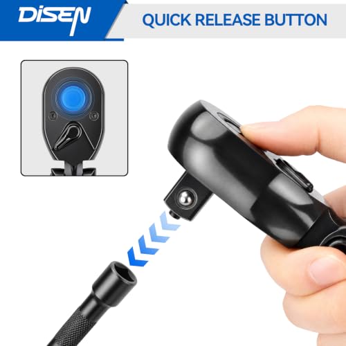 DISEN 3PCS Black Flex-Head Ratchet Set 1/2", 3/8", 1/4" Drive - size: 3PC Black Flex-Head Ratchet Set