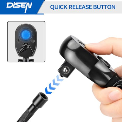 DISEN 3PCS Black Flex-Head Ratchet Set 1/2", 3/8", 1/4" Drive - size: 3PC Black Flex-Head Ratchet Set
