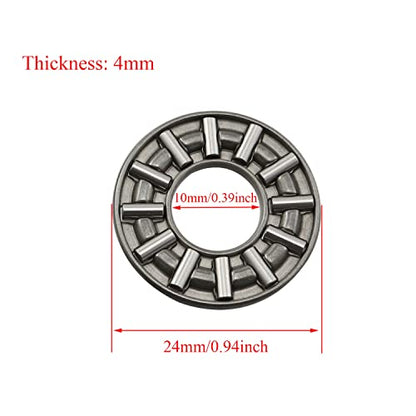 2 Sets AXK1024 Thrust Needle Roller Bearings with Washers 10mm Bore 24mm OD 4mm Width (2 x Bearings + 4 x Washers) - size: AXK1024
