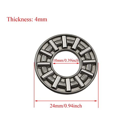2 Sets AXK1024 Thrust Needle Roller Bearings with Washers 10mm Bore 24mm OD 4mm Width (2 x Bearings + 4 x Washers) - size: AXK1024