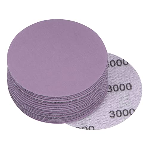 uxcell 20Pcs 3-Inch Purple Sanding Discs 3000 Grits Hook and Loop Professional Aluminum Oxide Sand Paper Wet Dry Polish for Wood Metal Paint Finishing - style: 3000 Grit
