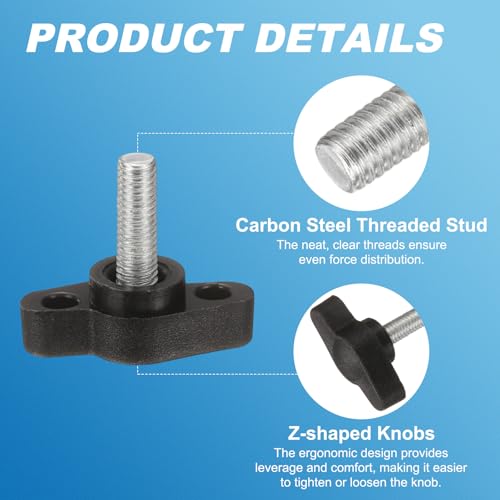 PATIKIL M5 x 14mm Tee Wing Thumb Screws, 6Pcs Carbon Steel Mechanical Handle Bolt Thumb Screws for Remove Replace Hand Clamping Tightening Knobs Power Supply, Black - size: M5 x 14mm