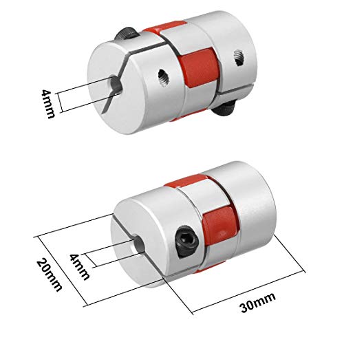 uxcell Shaft Coupling 4mm to 4mm Bore L30xD20 Flexible Coupler Joint for Servo Stepped Motor - size: 4 to 4mm L30xD20