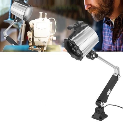 LED Machine Work Light, 24V Long Arm Adjustable Lamp with Screw Mount for Lathe, CNC, Milling Machine, Drill Press and Industrial Workbench Lighting