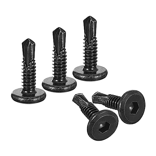 uxcell Hex Socket Self Tapping Screws, #10 x 3/4" 410 Stainless Steel Sheet Metal Flat Head Drilling Screw 100pcs, Black - color: Black, size: #10 x 3/4"