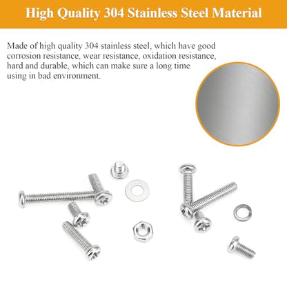 105 Pieces M3 x 5mm Machine Screws, Thread Pitch 0.5mm, Sutemribor M3 Phillips Pan Head Machine Screws, 304 Stainless Steel, Fully Threaded, Silver - size: M3 x 5mm, style: Phillips Pan Head