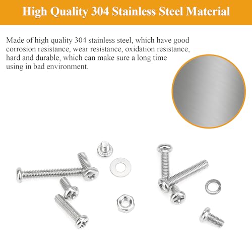 105 Pieces M3 x 10mm Machine Screws, Thread Pitch 0.5mm, Sutemribor M3 Phillips Pan Head Machine Screws, 304 Stainless Steel, Fully Threaded, Silver - size: M3 x 10mm, style: Phillips Pan Head