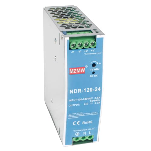 CNCTOPBAOS NDR 120W 24V DC 5A Industrial DIN Rail Switching Power Supply - style: NDR-120-24