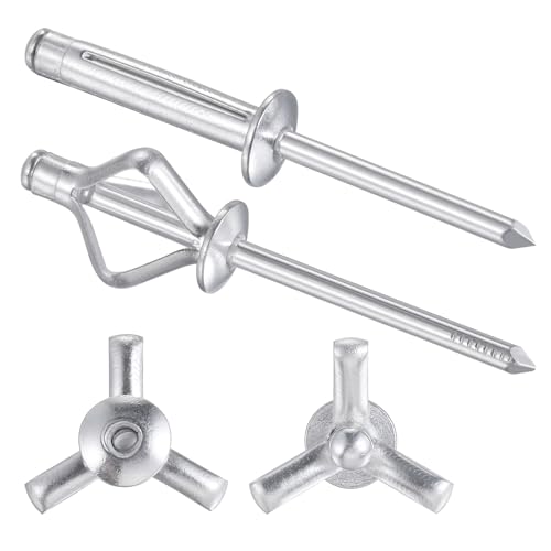 Wensilon (250 pcs) Tri-Fold Rivets Assortment 5/32 * 1/2，Tri Grip Rivets，Aluminum Blind Rivets Tri Grip Boat Kayak Rivets,Trifold Rivets，Bulb Style Rivets - color: Aluminum, size: 5/32*1/2