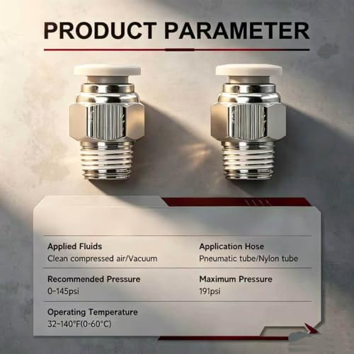 CNC Pneumatic Male Straight 1/4 Inch Tube OD x 1/4 Inch NPT Thread Pneumatic Push to Connect Fittings Thread Air Line Fittings (Pack of 10) - color: 1/4"OD x 1/4"NPT