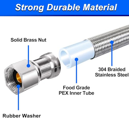 Dishwasher Water Supply Line - 10FT Foodgrade PEX Inner Hose with 3/8" End - size: 10 ft
