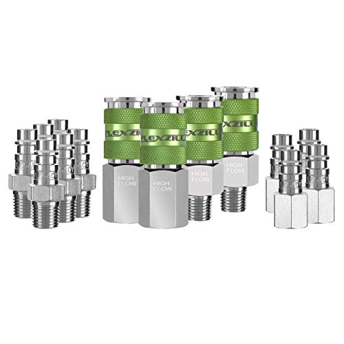 Flexzilla Pro High Flow Coupler & Plug Kit, 1/4" NPT, 14-Piece - A53458FZ - style: 14 Piece