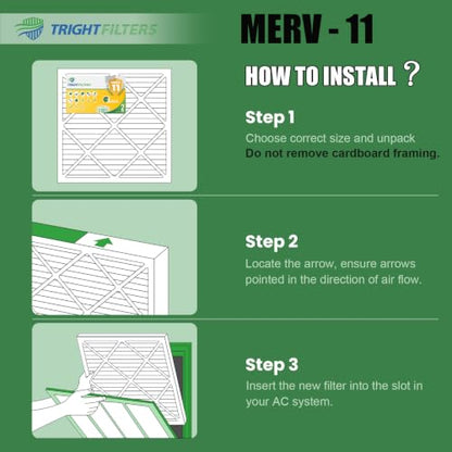 TRIGHTFILTERS 14x24x1 Air Filter MERV 11 HVAC Furnace Filter Pleated 2 Pack - size: 14x24x1