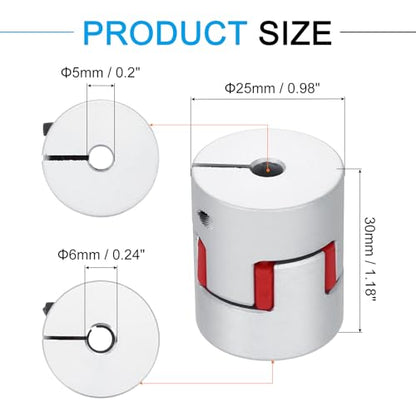 MECCANIXITY Aluminum Shaft Coupling Shaft Coupler 5mm to 6mm Flexible Spider Coupling L30mm x D25mm Coupler Jaw Spider Shaft Joint Connector for 3D Printers DIY CNC Router Milling Machine - size: 5mm to 6mm