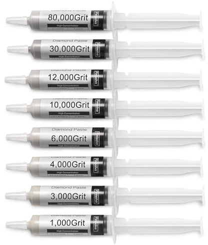 Diamond Paste Polishing and Lapping Compound Kit, 8 Pack, 1,000-80,000 Grit - style: High 50% concentration
