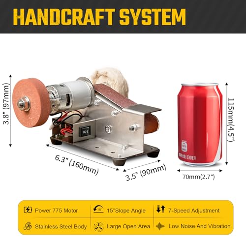 3-in-1 Mini Belt Sander 7-Speed Knife Sharpener Bench Grinder - color: Model.1 Knife Making Plus Kit, size: Model.1 Knife Making Plus Kit